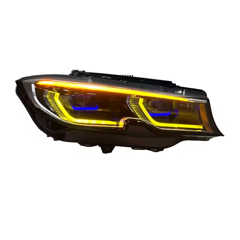 Headlight with yellow DRL and amber upper strip (Dual-Color Laser Style) – BMW G20 3 Series