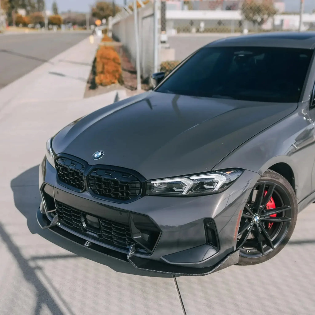 Gray BMW G20 LCI in front three-quarter view, LED headlights with white DRL (LCI Style)