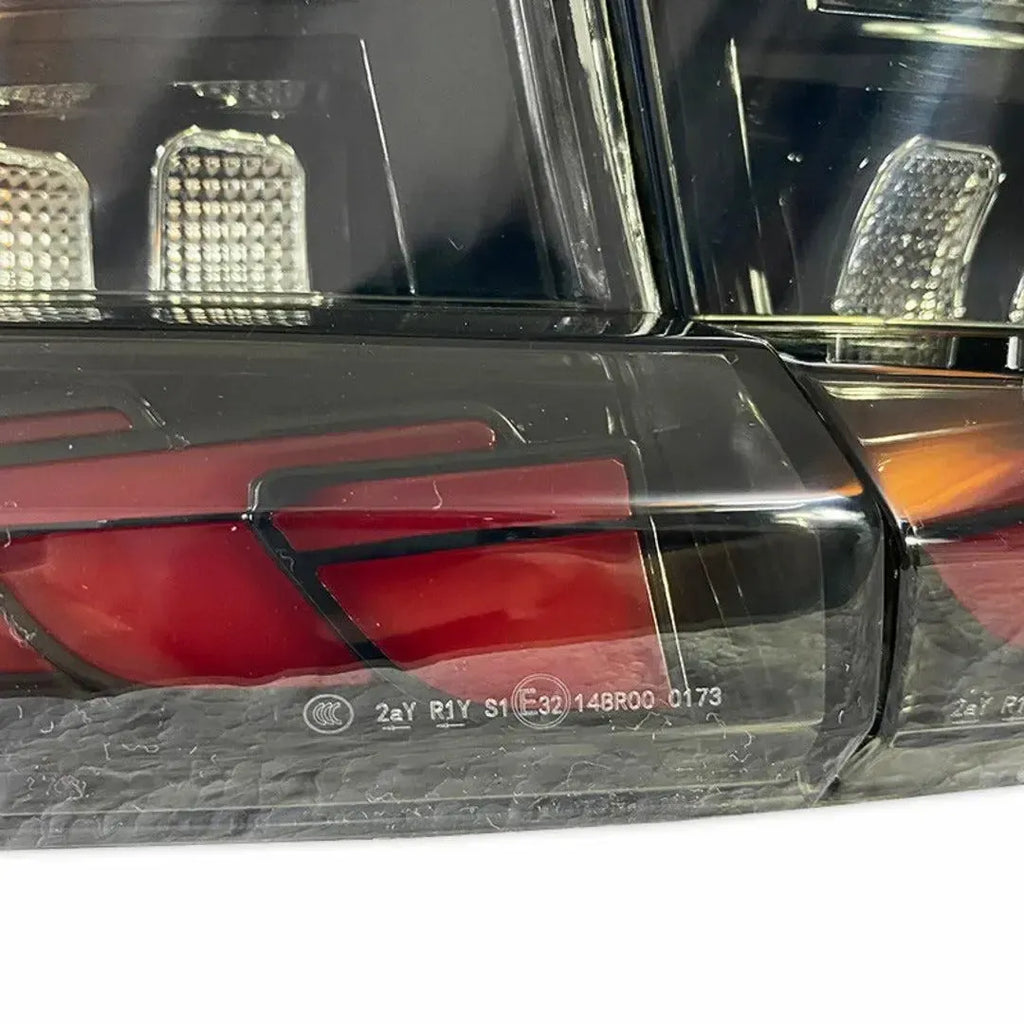 Close-up of a smoked OLED tail light lens and inner housing (GTS Style) – BMW G20 3 Series