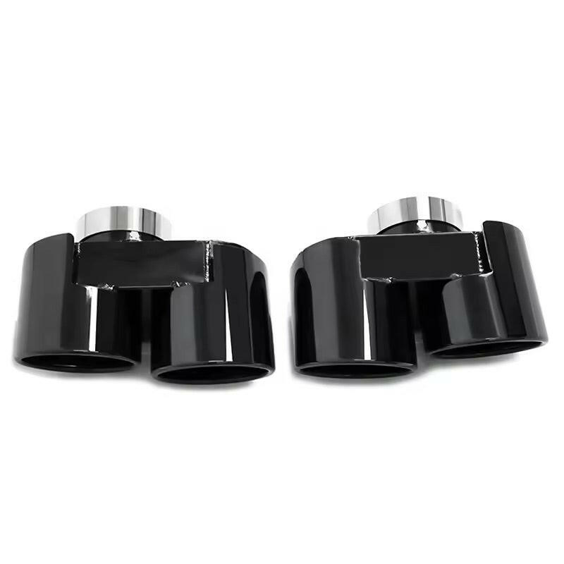 Két dupla kipufogóvég fényes fekete rozsdamentes acélból (MP Style) – BMW G20 M340i / 330i
