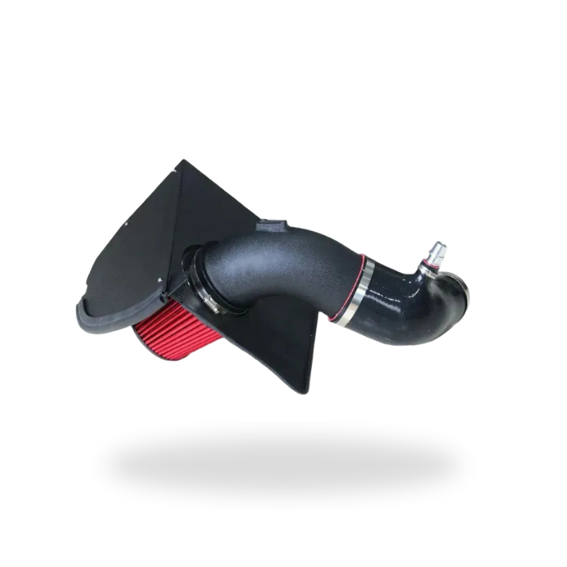 B58 cold air intake system assembled, heat shield and red cone filter – BMW G20 M340i / 330i