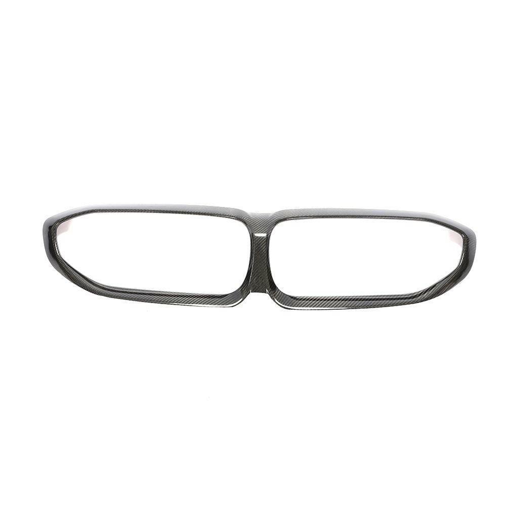 Carbon kidney grille surround overlay, front view, on a white background – BMW G20 3 Series