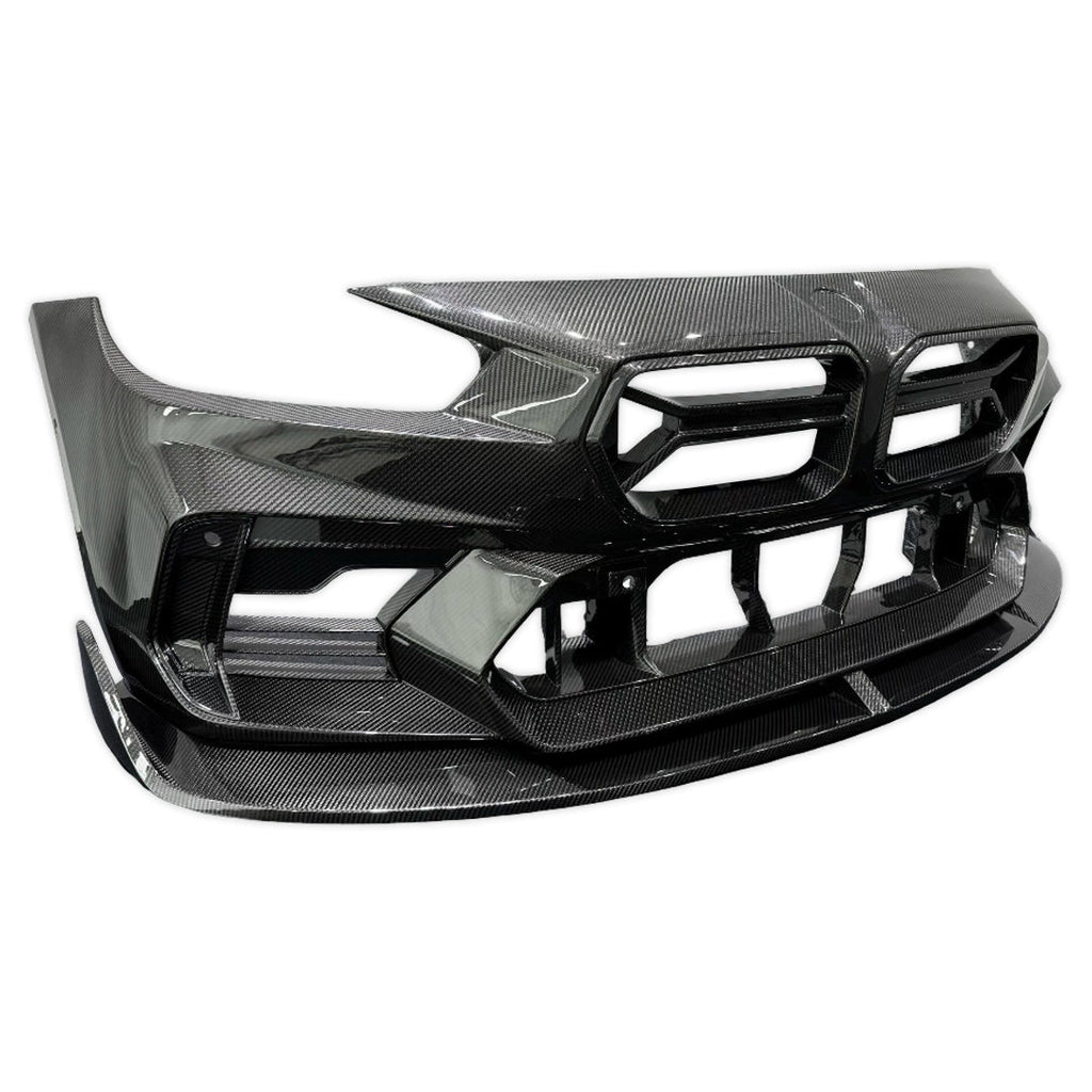 Carbon fiber első lökhárító elülső 3/4 nézetből (AD Style) – BMW G87 M2
