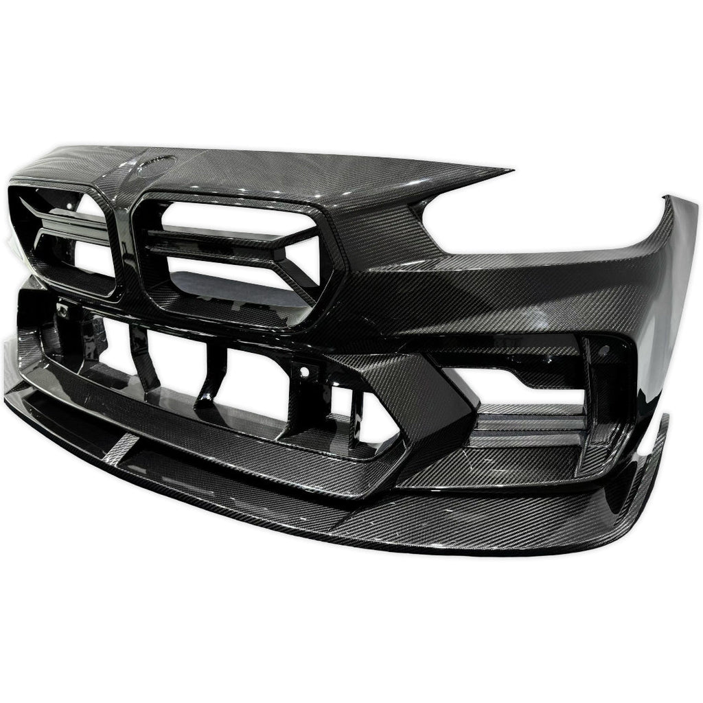Carbon fiber első lökhárító bal elülső 3/4 nézetből (AD Style) – BMW G87 M2