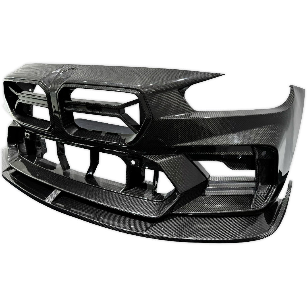Carbon fiber első lökhárító bal elülső 3/4 nézetből (AD Style) – BMW G87 M2