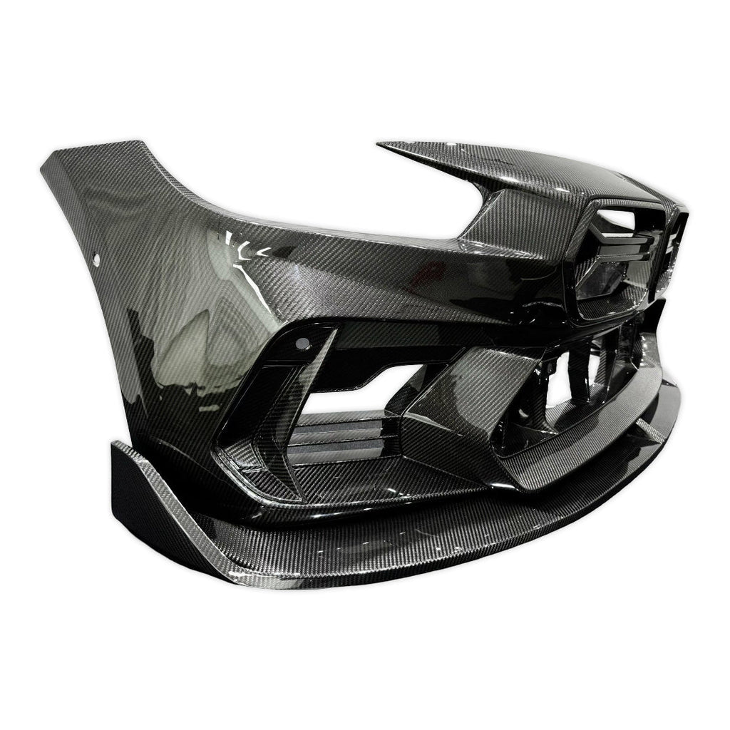 Carbon fiber első lökhárító oldalsó 3/4 nézetből (AD Style) – BMW G87 M2