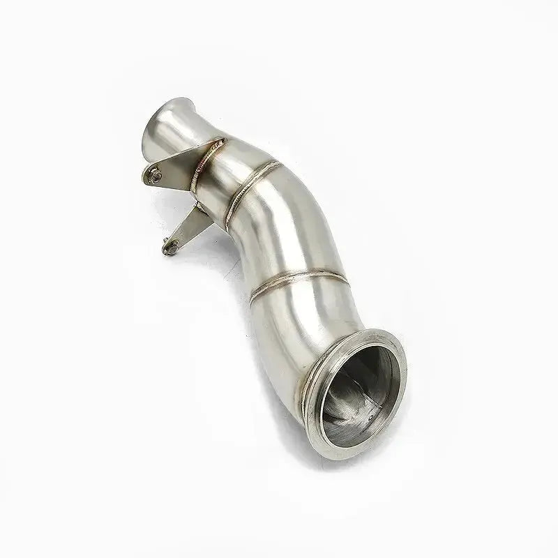 Stainless steel N55 downpipe, side view – BMW F87 M2