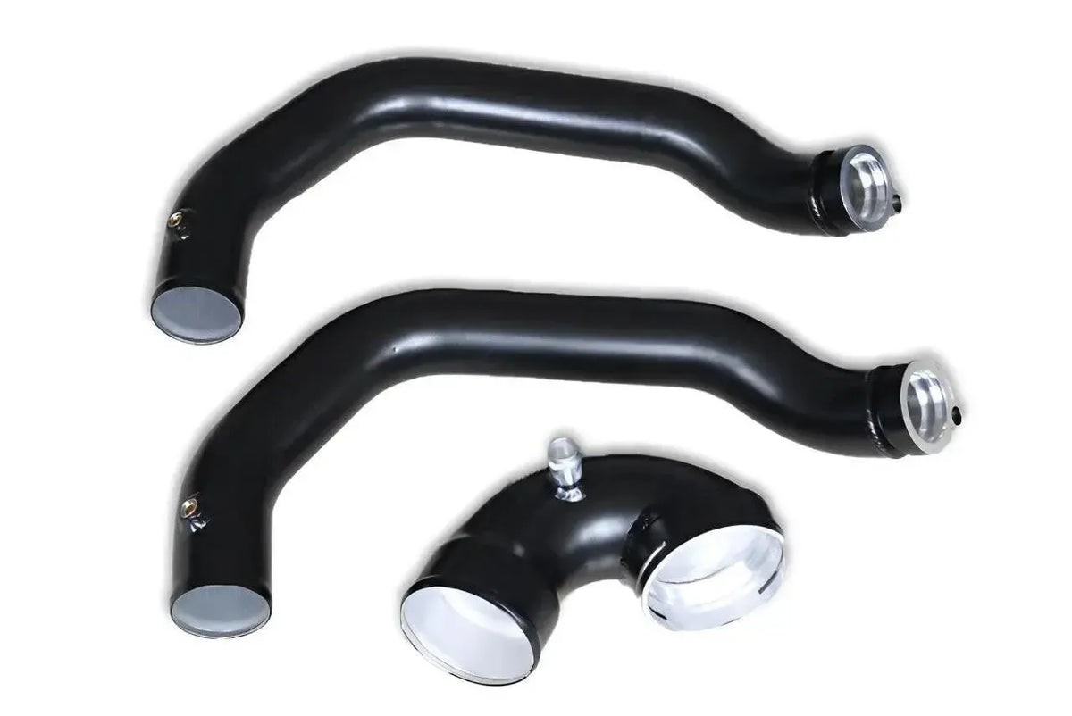 Gloss black charge pipes and intake elbow, 3 pieces – BMW F80 M3 / F82 M4 (S55)