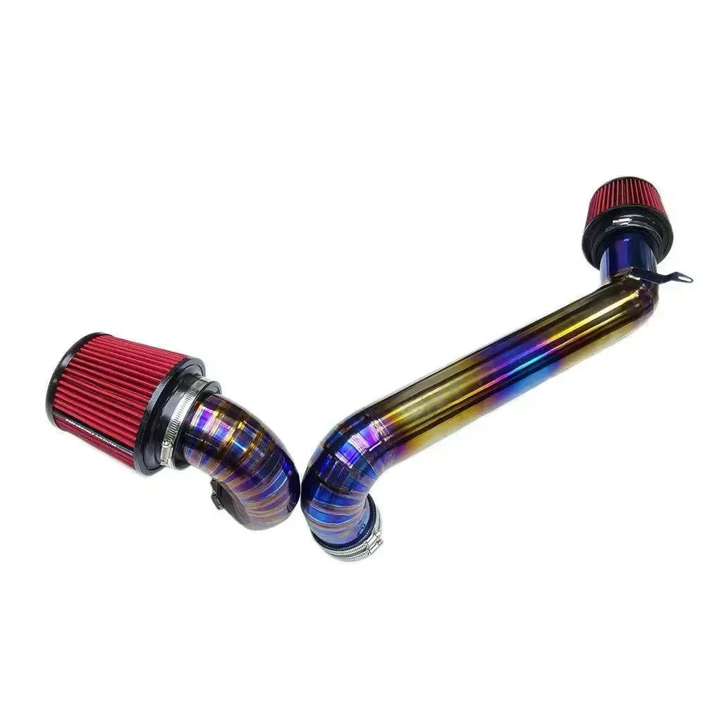 Titanium intake system with red filters, side view (Top mount) – BMW G87 M2 / G80 M3 / G82 M4