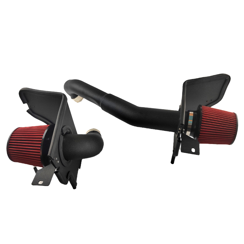 Black-coated intake system with red filters and brackets (Top mount) – BMW G87 M2 / G80 M3 / G82 M4