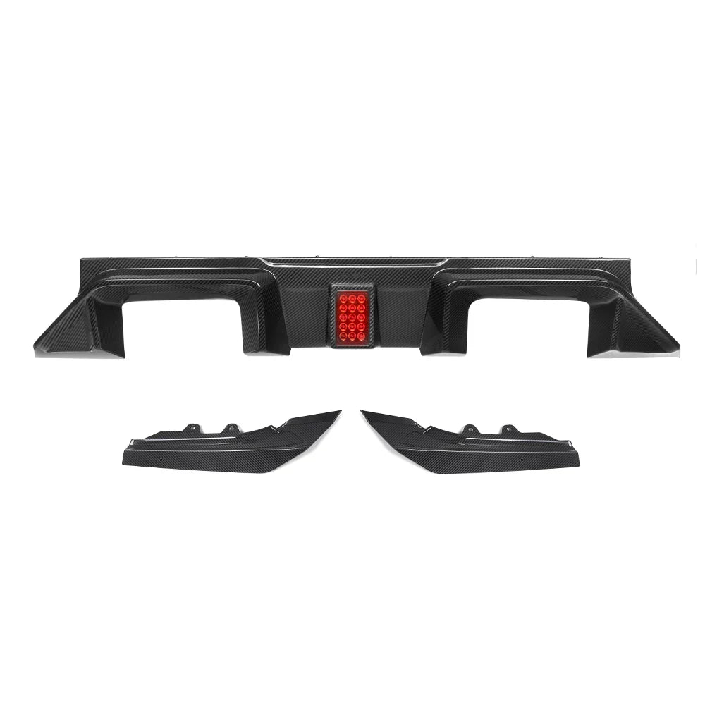 Prepreg carbon fiber rear diffuser with side pieces and light (SQ V3 Style) – BMW G87 M2