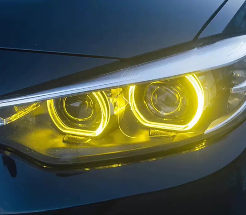 Kettős sárga led gyűrűkkel világító drl csl lámpa modul bmw minden f széria szénszálas kipufogó rendszerhez