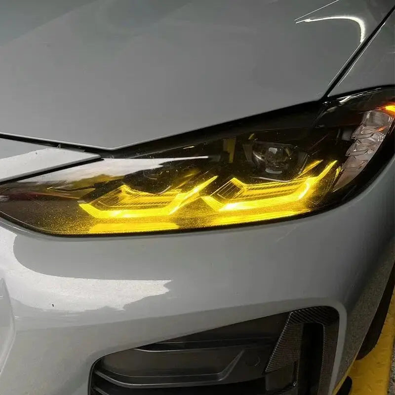 Bmw m3 kipufogó rendszerhez illő drl csl lámpa modul sárga led fénnyel a g széria modellekhez carbon fiber anyagból