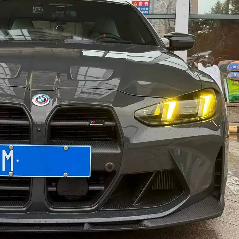 Dark szürke bmw m3 carbon fiber első rács és világító fényszórók drl csl lámpa modul bmw kipufogó rendszerhez