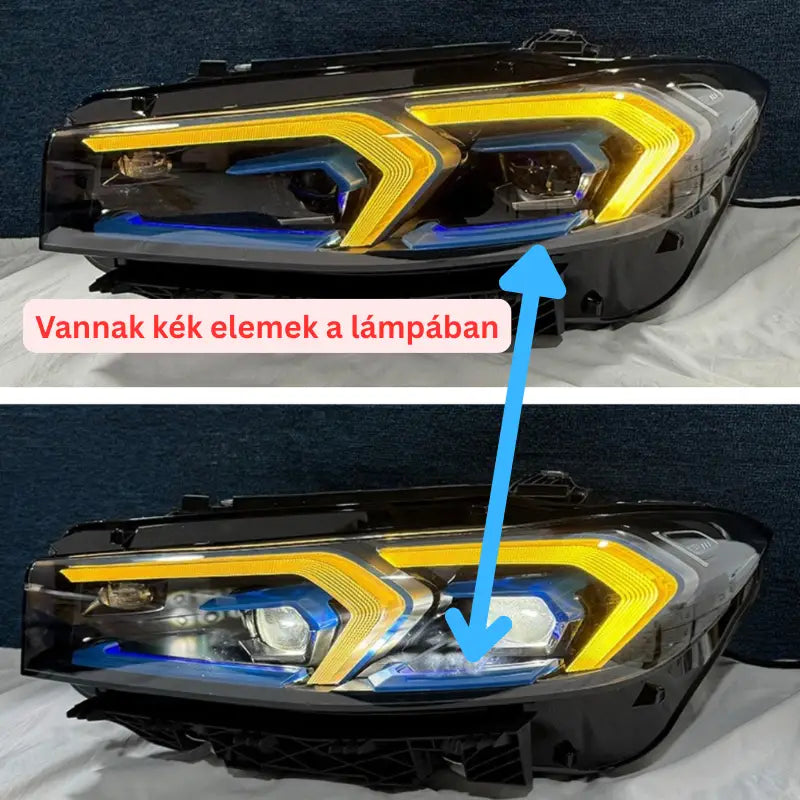 Bmw minden g széria drl csl lámpa modul fekete karosszéria sárga és kék led világítással carbon fiber anyagból