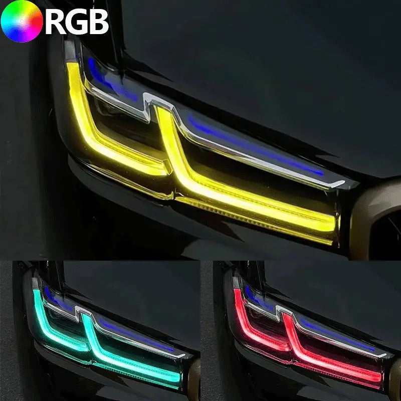 Rgb led drl csl lámpa modul bmw minden g széria sárga zöld piros színű kipufogó karbon fiber rendszerhez