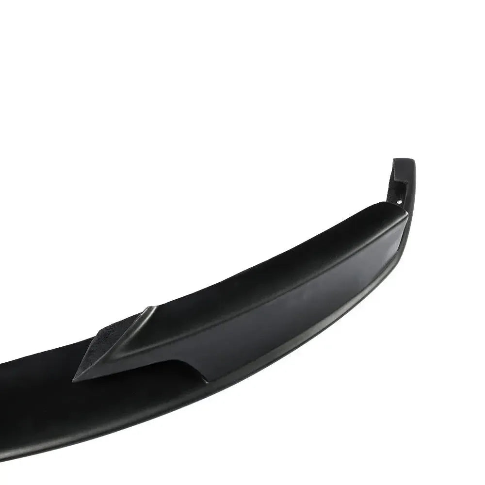 Close-up of the matte black front lip end and side splitter wing (MP Style) – BMW F30 3 Series
