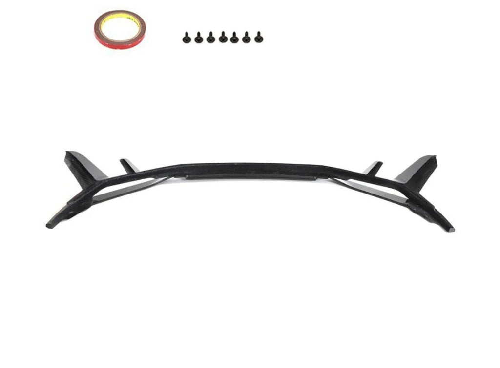 Finned carbon front lip from behind, with tape and screws (Capristo Style) – Audi R8 4S Facelift