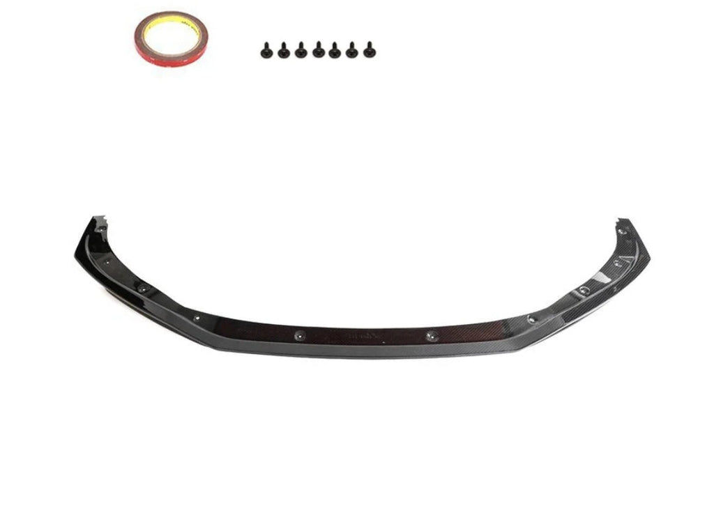 Narrow carbon front lip with adhesive tape and screws, from above (GT Style) – Audi R8 4S Facelift