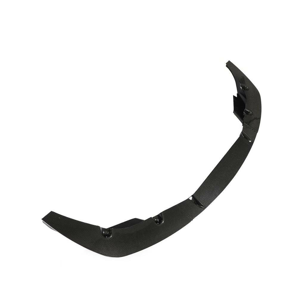 Carbon fiber front lip, angled side view, on a white background (3D Style) – BMW F90 M5