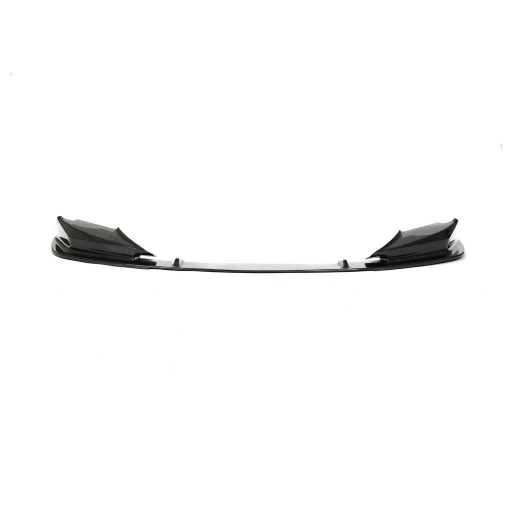 Three-piece carbon front lip with corner winglets, front view (3D Style) – BMW F90 M5