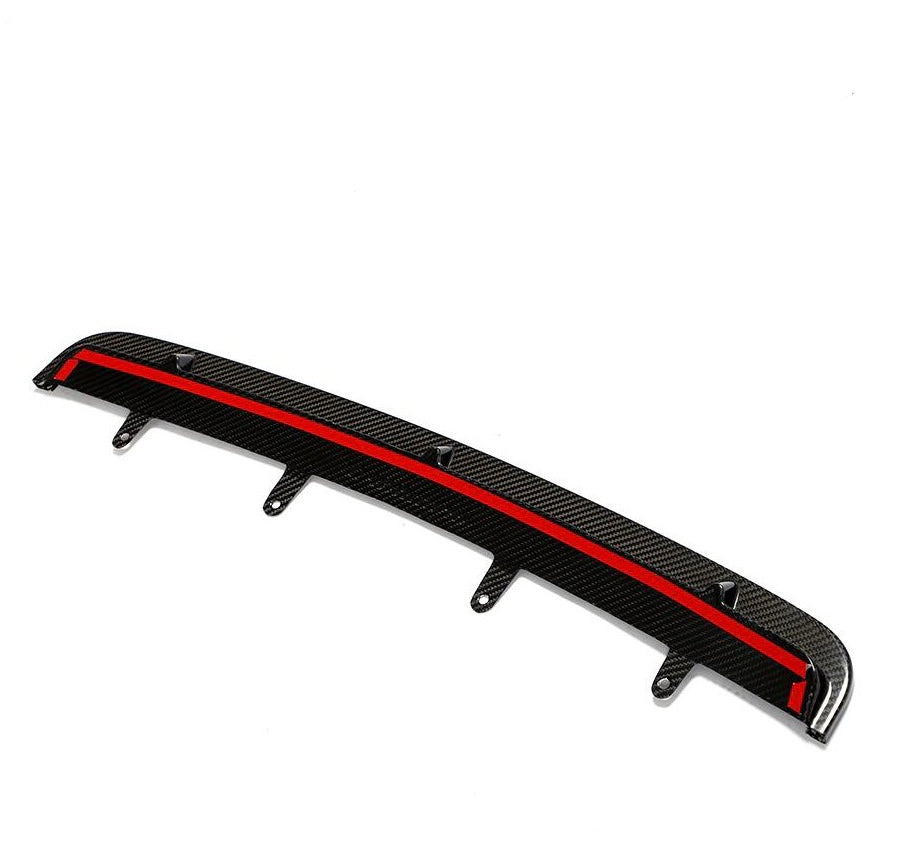 One-piece carbon center front lip with 4 mounting tabs and red protective tape (MP Style) – BMW F90 M5