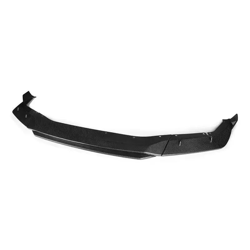 Assembled carbon front lip from another angle, on a white background (MT Style) – BMW F90 M5
