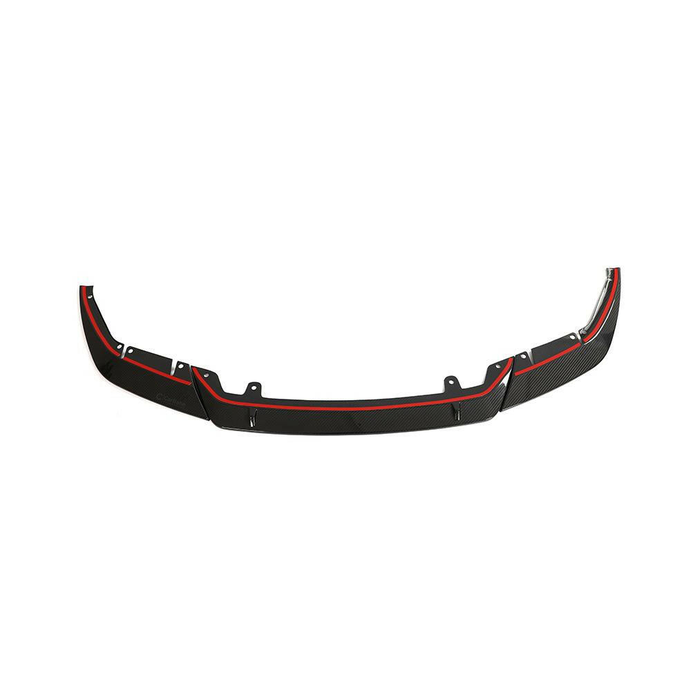 Three-piece carbon front lip assembled, front view, on a white background (ST Style) – BMW F90 M5