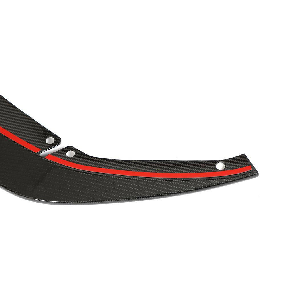 Close-up of the carbon front lip side piece and weave pattern, with red protective tape (ST Style) – BMW F90 M5