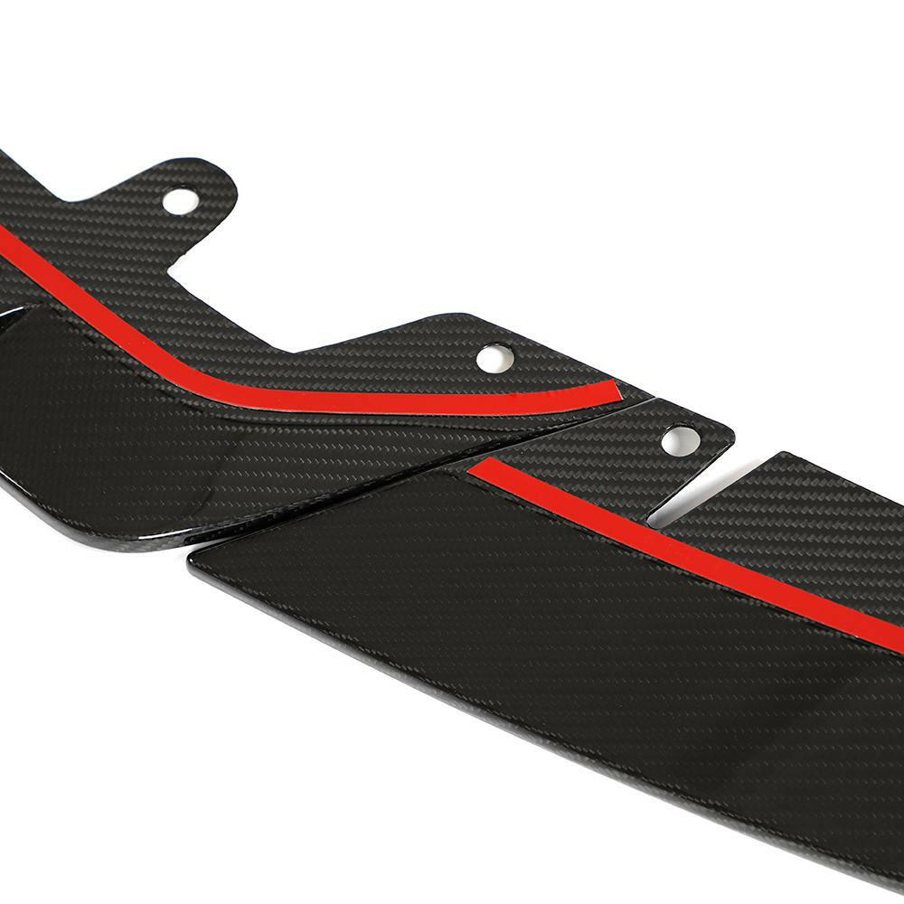 Close-up of the carbon front lip piece joints, mounting tabs and weave pattern (ST Style) – BMW F90 M5