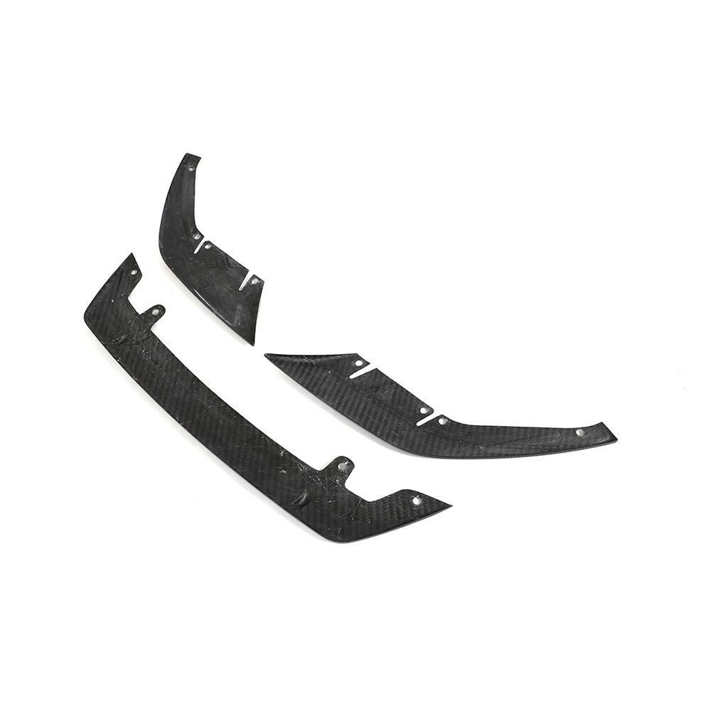 3 separate pieces of the carbon front lip, top view, on a white background (ST Style) – BMW F90 M5