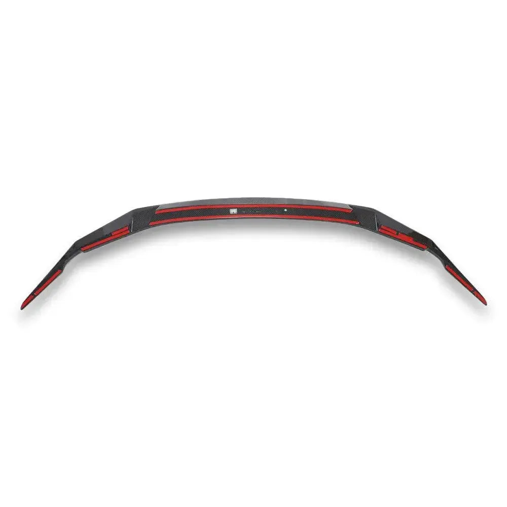 Carbon front lip, top view, with red mounting tape (V Style) – BMW F90 M5