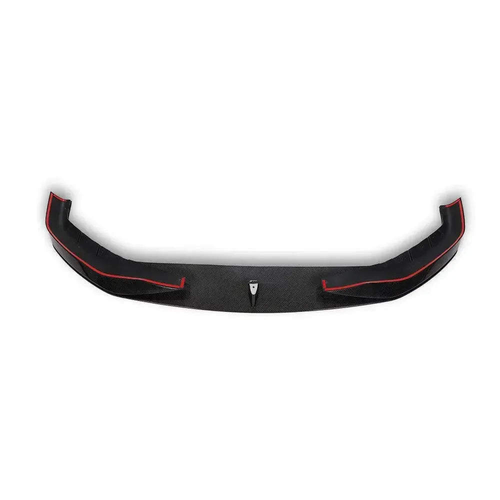 Carbon front lip with red pinstriped edges, front view (AC Style) – BMW G30 5 Series