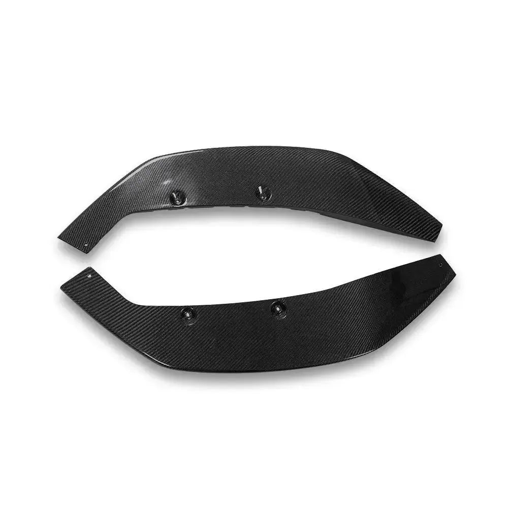 Two carbon front lip side pieces, top view, on a white background (AC Style) – BMW G30 5 Series