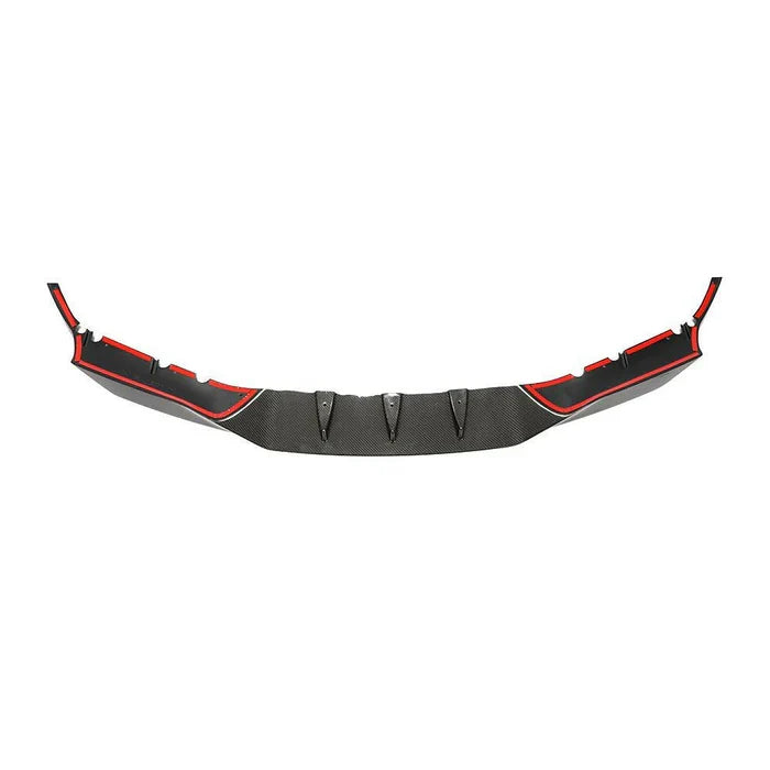 One-piece carbon front lip from the front and above, with center ribs, on a white background (PM V2 Style) – BMW F90 M5