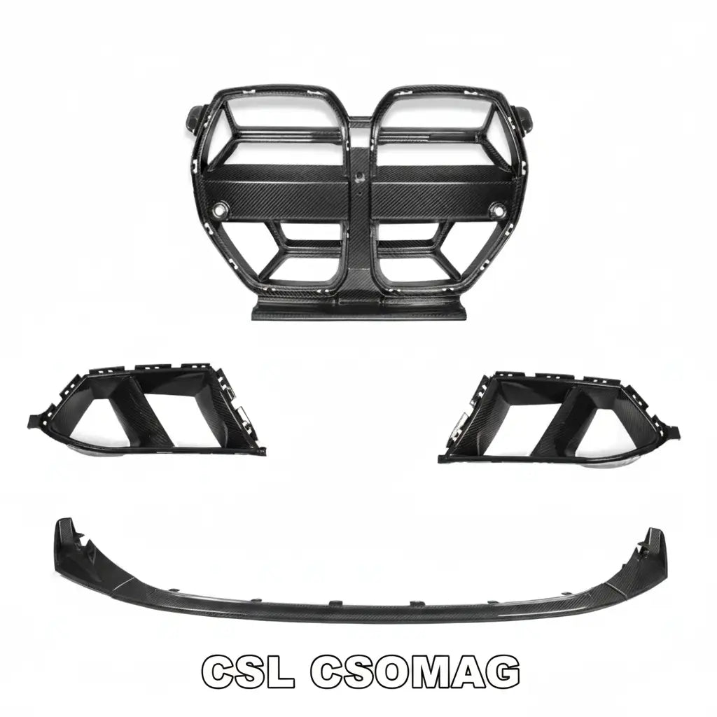 Fekete carbon fiber első lökhárító csomag központi rácssal bmw m3 kipufogó és kipufogó rendszerhez