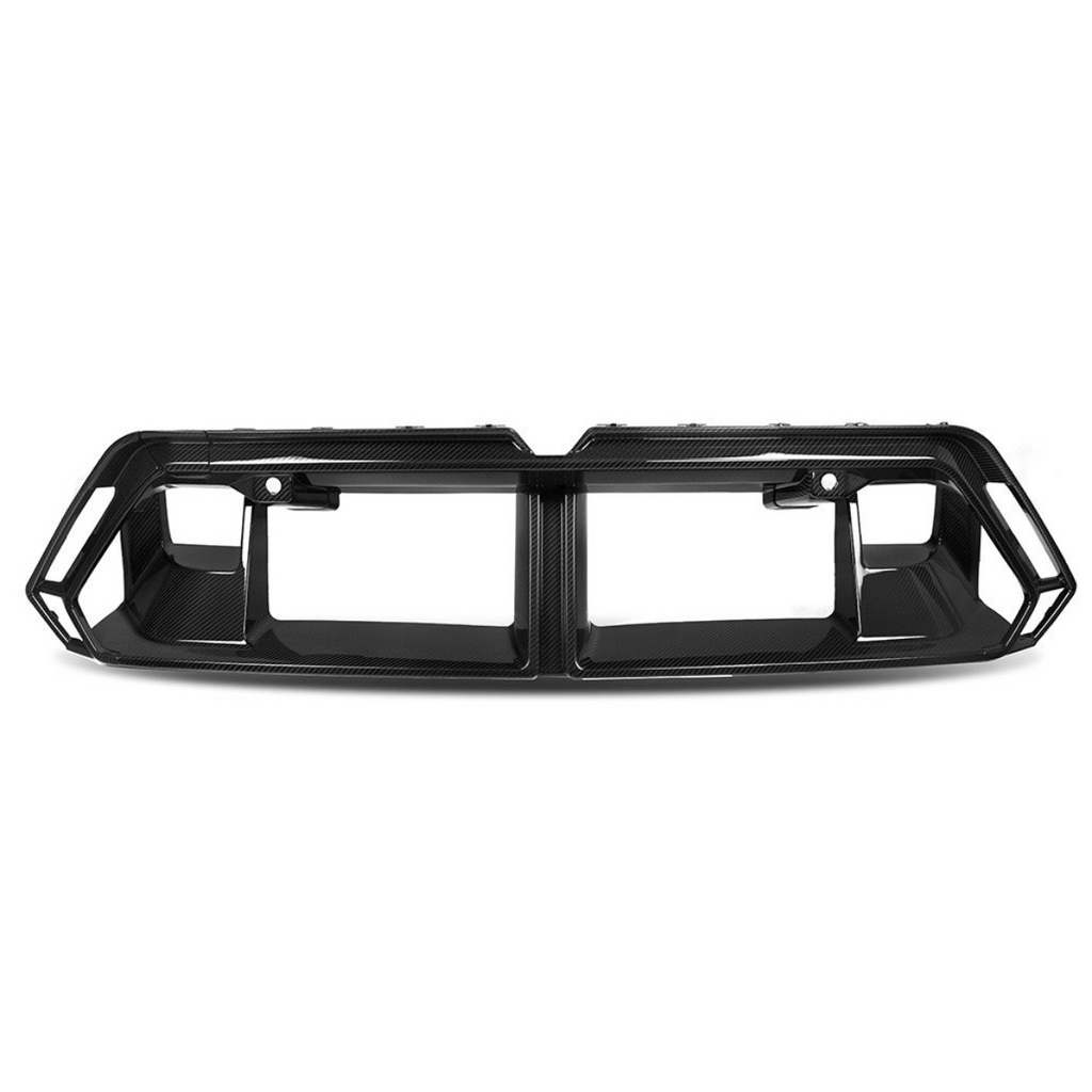 One-piece carbon fiber center intake frame for the front bumper, head-on (OEM Style) – BMW G90 M5