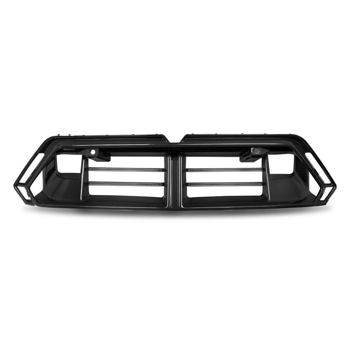 Carbon fiber első lökhárító középső díszléc vízszintes bordákkal, szemből (SQ Style) – BMW G90 M5