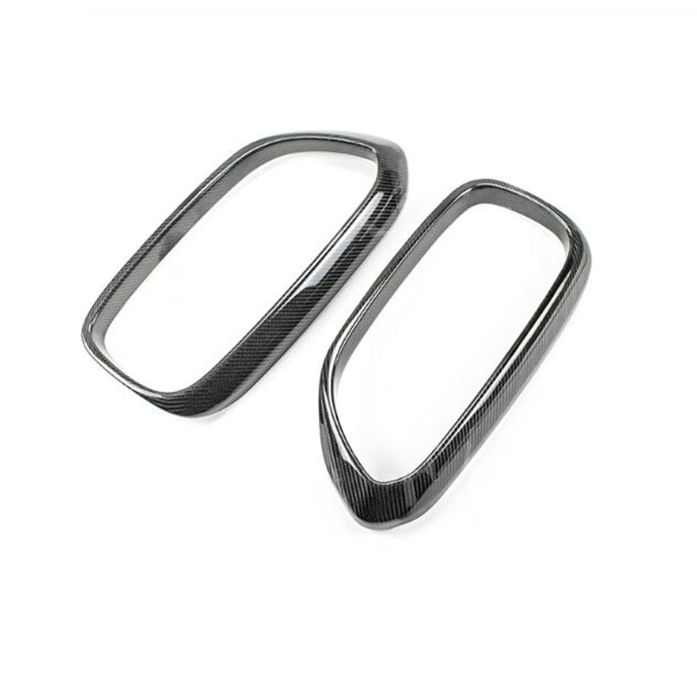 Two separate carbon kidney grille frames without slats, on a white background – BMW F90 M5 and G30 5 Series