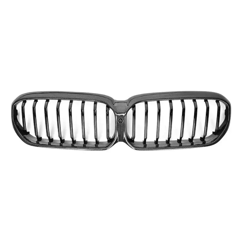 LCI kidney grille with carbon frame and gloss black single slats – BMW F90 M5 and G30 5 Series