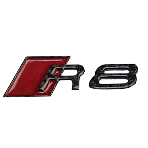 Carbon R8 hátsó embléma piros rombusz elemmel – Audi R8 4S