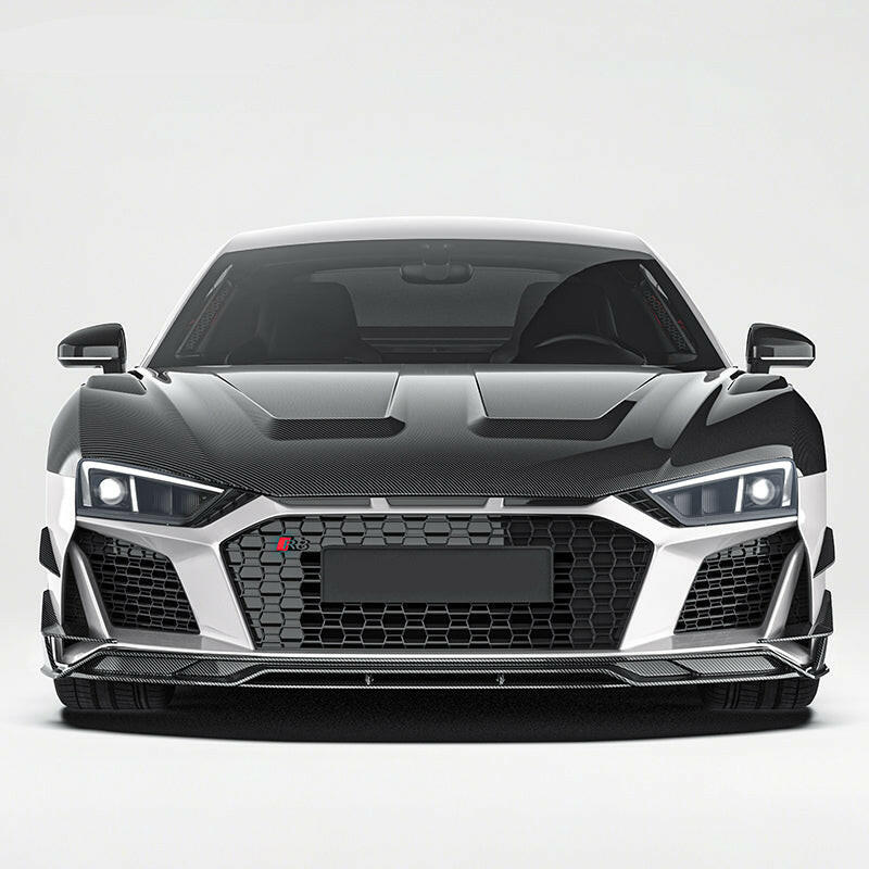 Fehér Audi R8 4S Facelift szemből, carbon géptetővel és két légbeömlővel – 3D render (Paktechz Style)