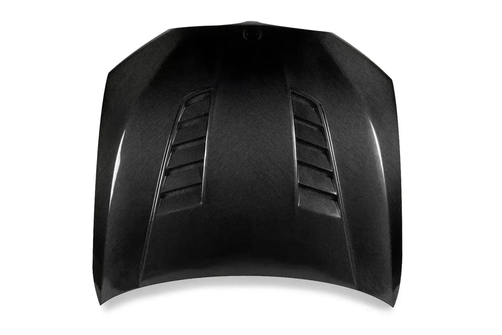 Kétoldalas carbon motorháztető lamellás szellőzőkkel, felülnézet (GTR Style) – BMW F90 M5 és G30 5-ös sorozat