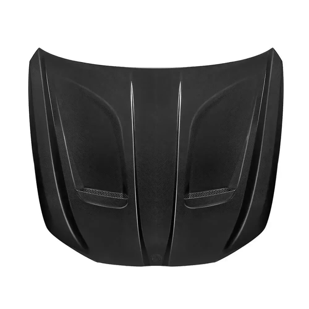 Carbon fiber hood with two vents, top view (SQ Style) – BMW G90 M5