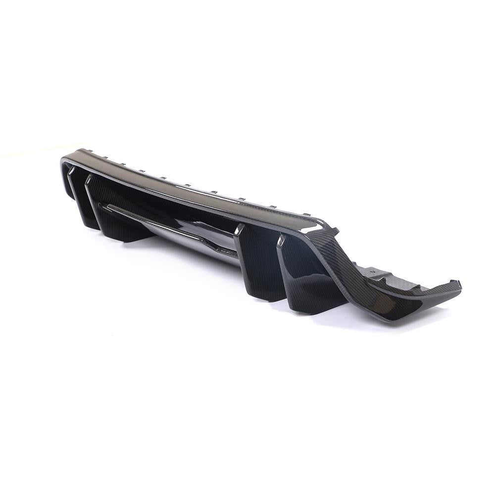 Carbon diffuser, right three-quarter view, on a white background (VRS Style) – Audi R8 4S (2015–2018)