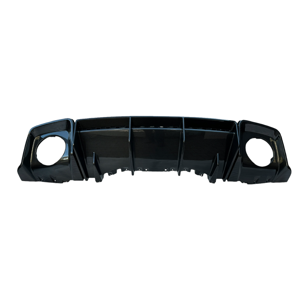 Carbon rear diffuser photographed from behind and above (GT Style) – Audi R8 4S Facelift