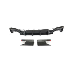 Háromrészes carbon hátsó diffúzor (főelem + két oldalelem) hátulnézetből (Euro V1 Style) – Audi RS6 C8 / RS7 C8