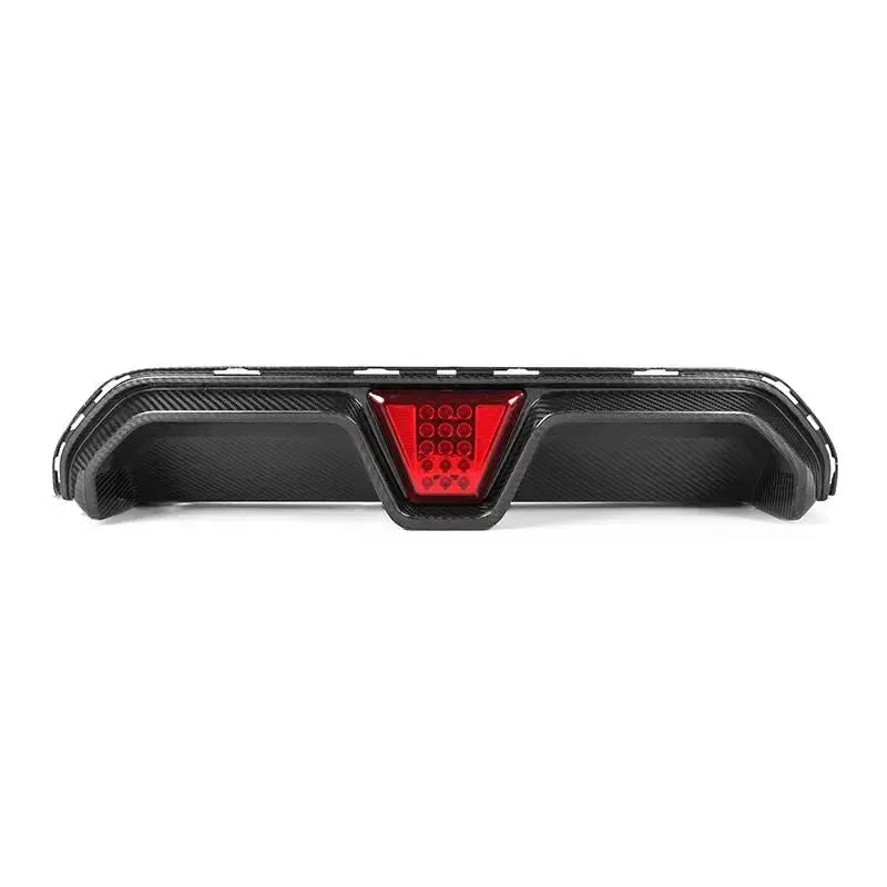 Carbon rear diffuser with red LED center brake light, rear view (CS Style) – BMW F90 M5