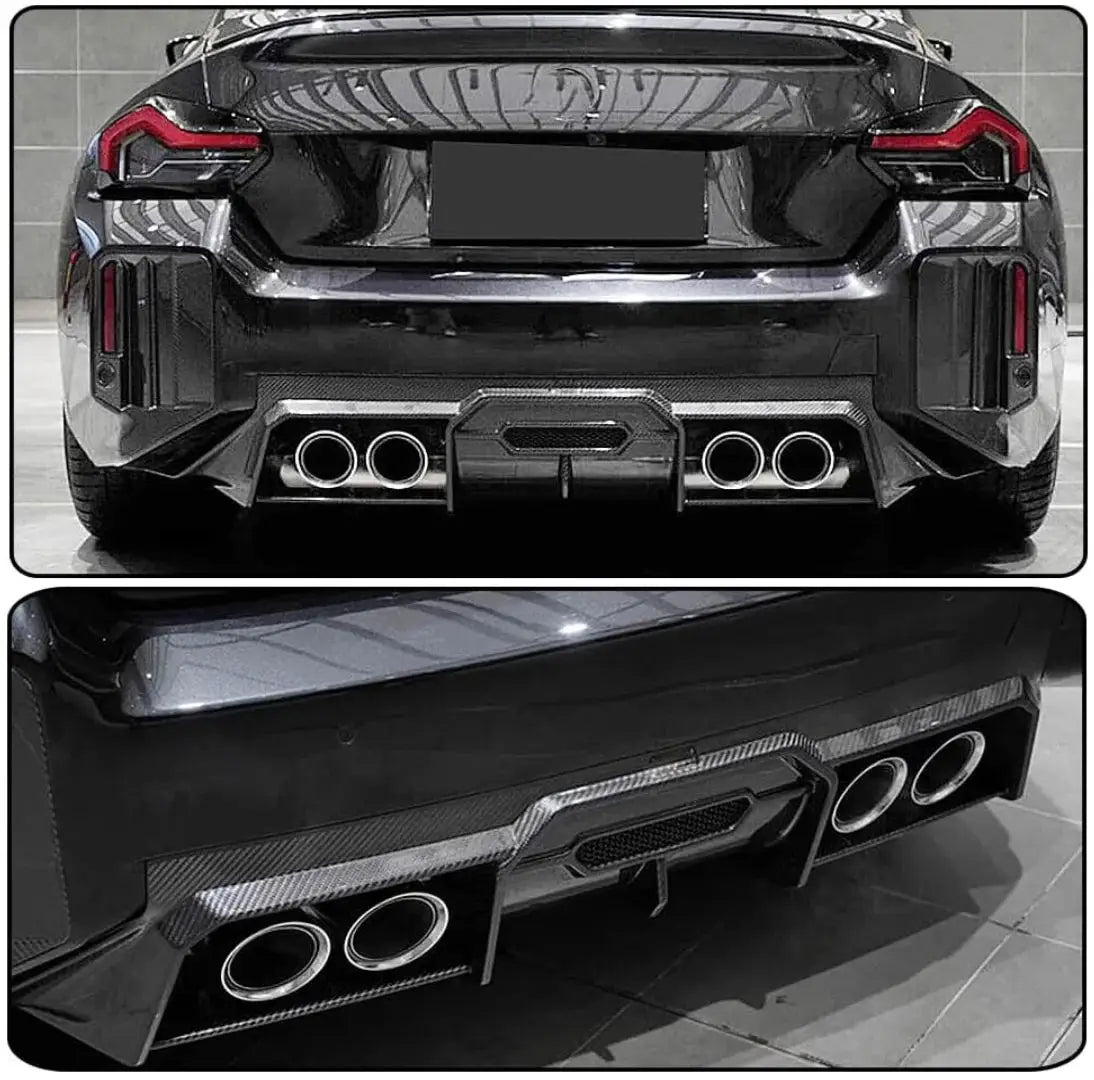 Hátsó diffúzorok carbon fiber bmw g87 m2 fekete karbon kipufogó rendszer dual kör alakú kipufogó kilépők