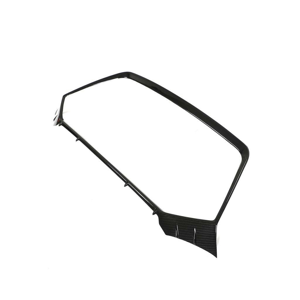 Carbon grille frame from behind, three-quarter view with the mounting tabs – Audi RS6 C8 / RS7 C8